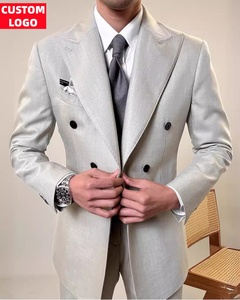 Costume <span class=keywords><strong>homme</strong></span> 2 pièces sur mesure style italien, revers pointus, double boutonnage, <span class=keywords><strong>tenue</strong></span> formelle élégante - Product Image 3