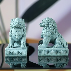 Ornamento di pietra creativa in pietra arenaria verde paesaggio interno <span class=keywords><strong>leone</strong></span> stile cinese per la decorazione dell'<span class=keywords><strong>acquario</strong></span> - Product Image 3