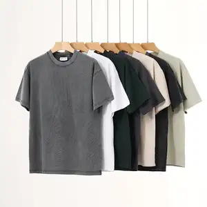 Qianzun Manufacturer dye acid washed t-shirt custom graphic vintage plain oversized 300 gram t shirt