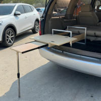 Banc de travail rétractable pour coffre de voiture LB Design & R&D, étagère de rangement pour voiture, table pliante pour pique-nique en plein air, étagère télescopique pliante pour voiture