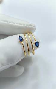 14KT Yellow Gold Women's Fine Jewelry Lab <b>Emerald</b> Double Pear Bypass Spiral <b>Ring</b> for Party Occasions Minimalist Design - Product Image 3