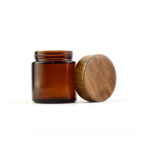Tarro de crema facial resistente a niños, tarro de vidrio de madera de bambú, con tapas de bambú, 2oz, 4oz, 8oz