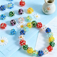 Cuentas de Vidrio Hechas a Mano con Diseño de Flores 3D, Cuentas Redondas Espaciadoras Florales para la Creación de Joyas, Pendientes, Pulseras, Collares, Manualidades DIY