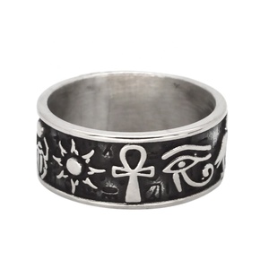 Bague Spinner en Acier Inoxydable pour Hommes et Femmes Anciens Dieux Egyptiens Embossés Mode Homme Oeil d'Horus Anubis Croix Ankh - Product Image 1