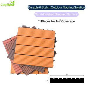 Carreaux de terrasse rainurés traditionnels en WPC 300x300mm Conception à emboîtement facile à enclencher Surface sablée lisse pour sous-sol de jardin extérieur - Product Image 2