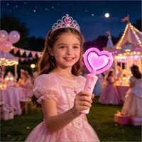 Bâton lumineux LED néon en forme de cœur rotatif rose clignotant pour concerts, mariages, anniversaires, articles de fête et fournitures