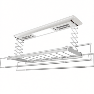 Séchoir à linge électrique pliable multifonction monté au plafond avec chauffage en alliage d'aluminium argenté à 7 fils pour le salon - Product Image 1