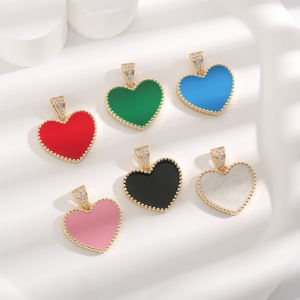 Perhiasan liontin zirkon berlapis emas 14k, hadiah perhiasan hati kuningan - Product Image 6