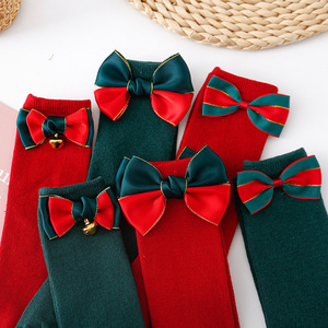 Automne et hiver bébé rouge vert mi Tube chaussettes noeud papillon enfants espagnol nouvel an <span class=keywords><strong>cadeau</strong></span> chaussettes enfants chaussettes de noël - Product Image 5