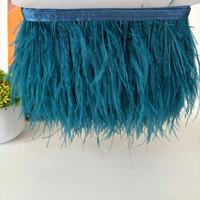 Plumes d'autruche bleu paon de haute qualité 10-15 cm pour accessoires de couture de Costumes de Boutique avec garniture en dentelle