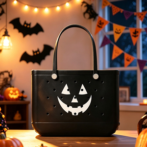 Borsa Tote in EVA con Stampa Jack <span class=keywords><strong>O</strong></span>' Lantern Multicolore Vivace, Elegante Borsa Traforata per Donne, Borsa per Halloween e Trick or Treat - Product Image 4