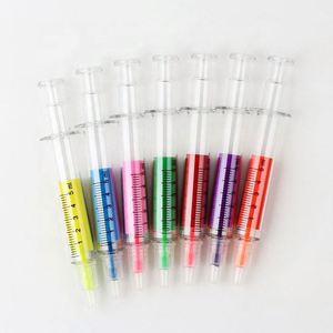 Stylos à bille publicitaires créatifs en forme de seringue à pression en plastique avec logo personnalisé, stylo à pointe fine multicolore, nouveauté promotionnelle - Product Image 4