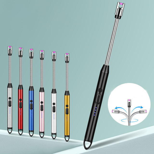 Wholesale  Custom Design Long Candle Electric Lighter Professional USB Plasma Rechargeable Lighters