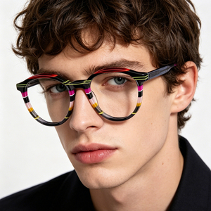 Montures <span class=keywords><strong>de</strong></span> lunettes incassables avec logo personnalisé, lunettes <span class=keywords><strong>de</strong></span> <span class=keywords><strong>lecture</strong></span> rondes anti-lumière bleue <span class=keywords><strong>de</strong></span> luxe en acétate vintage pour femmes - Product Image 1