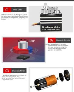 HANHAI FT965BL-C001 8.4V 60KG HV High Torque Brushless Servo 180. Magnetic CNC Aluminium Shell for 1:8 Scale RC Car and Drone - Product Image 6