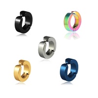 Fausse Boucle d'Oreille en Acier Inoxydable, Clip d'Oreille Cercle, Manchette d'Oreille sans Perçage, Créole à Clipser pour Homme
