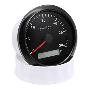 Lampu latar Digital 4000 RPM hitam 7, pengukur RPM Diesel Tachometer 85mm dengan pengukur jam