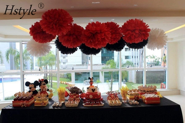 Red, Black & White Crepe Paper Streamers - Poker Party Decor, Birthday, Wedding Booth Backdrop Decorations