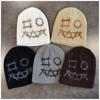Bonnet en tricot côtelé imprimé Hip Hop, chaud pour l'hiver, motif crâne d'Halloween, unisexe, en acrylique, logo personnalisé, ajustable, style streetwear