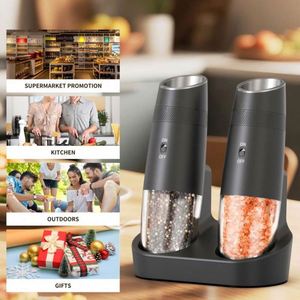 New ABS Plastic Salt & <b>Pepper</b> <b>Grinder</b> Set with Rechargeable Charging Base LED 6 Adjustable Coarseness Gravity Gift Set - Product Image 6
