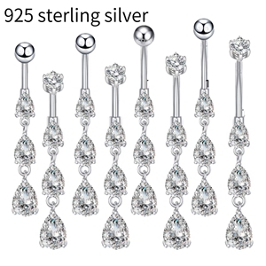 Gaby Chất Lượng Cao 925 Sterling Silver <span class=keywords><strong>Belly</strong></span> <span class=keywords><strong>Button</strong></span> Piercing Nhẫn Sáng Bóng Nước Giọt <span class=keywords><strong>Belly</strong></span> Nhẫn Bạc 14G Dangle <span class=keywords><strong>Belly</strong></span> Nhẫn - Product Image 1