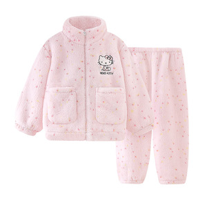 Nuevos <span class=keywords><strong>Pijamas</strong></span> Infantiles de Invierno de Felpa de Coral con Dibujos Animados. Conjunto de Ropa de Casa Cálida y Gruesa con Cuello de Franela y Cremallera para Mujer, para la Familia. - Product Image 5