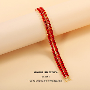 European American Style Solid Color Retro Zircon Inlaid <b>Bracelet</b> <b>Set</b> Copper Alloy Party Jewelry - Product Image 3