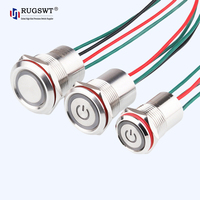 Mini-interrupteur à bouton-poussoir LED de 12 mm avec trou de fixation, étanche IP68, haute intensité pour systèmes de contrôle d'accès extérieurs