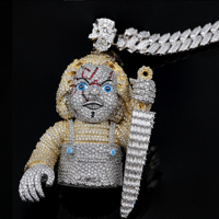 Oferta Especial: Colgante de Plata de Ley 925 con Moissanita, Estilo Hip Hop, con Personaje de Terror en 3D, para Hombre, Estilo Urbano