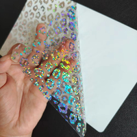 Pegatinas Transparentes de Cristal Láser con Diseño de Leopardo para la Parte Trasera del Teléfono, Película Decorativa Brillante y Colorida para Máquina de Corte con Plotter