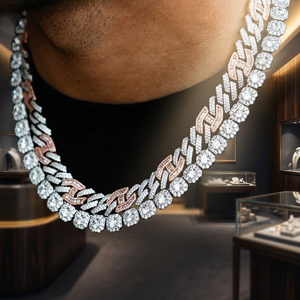 Chaîne à maillons cubains glacés 12MM 16-30 pouces: Collier Hip Hop en argent et or avec strass Bijoux - Product Image 3