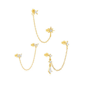 Pendientes Colgantes de Plata de Ley 925 con Circonita en Forma de Cometa, Estrella de Ocho Puntas, Estrella de Cuatro Puntas, Marquesa, Gota de Agua y Borla de Mariposa - Product Image 1