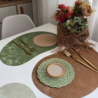 Nouvelle Nappe Décorative 2026 en Simili Cuir Velours Effet Noyer avec Plateau Isotherme Double Face pour la Maison
