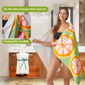 Serviette de plage en microfibre de luxe, tricotée hybride coton/polyester 50/50, impression personnalisée, faible MOQ, vente en gros ECO Factory - Product Image 2