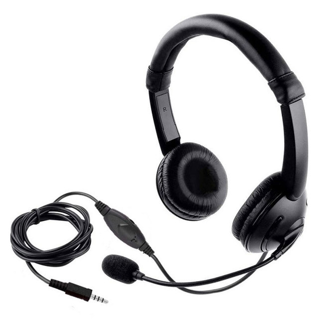 3.5mm Wired Office Headset with Microphone for Call Centers Music Earphones & Headphones