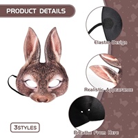 Lapin Masque Demi Visage Lapin Animal Masque pour Halloween Pâques Carnaval Fête Cosplay Props Costume Accessoire