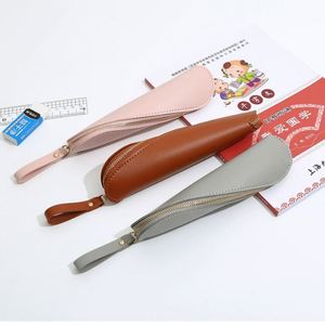 Étui à crayons en cuir PU fin, personnalisable, avec fermeture éclair, pochette à stylos durable, sac de rangement pour articles promotionnels - Product Image 3