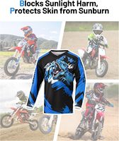 Maillot de motocross pour jeunes de 5 à 12 ans - Tissé en fibre de bambou 100% - Col en V - Lavable en machine - Pour la moto/BMX/quad