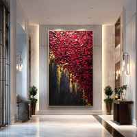 Peinture à l'huile abstraite multicolore personnalisée, peinture murale sur toile texturée avec feuille d'or
