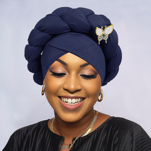 ผ้าโพกหัวแบบถักสไตล์ใหม่ ประดับลูกปัด สำหรับผู้หญิงชาวแอฟริกันชาวไนจีเรีย - Product Image 4