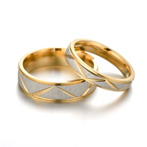 Wholesale Italian Style <b>Titanium</b> Steel Couple <b>Rings</b> High Quality No-Fading Gold Stainless Steel Inlay Jewelry for Gifts Parties - Product Image 3