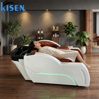 KISEN Lit de lavage de cheveux de haute qualité pour spa capillaire et massage thaïlandais, avec vapeur à circulation d'eau, mobilier de salon pour salon de coiffure