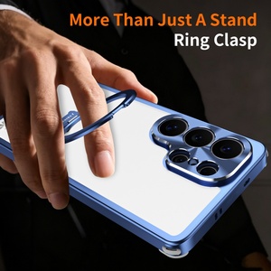 เคสหลังแบบด้านกึ่งโปร่งแสงสำหรับ Samsung S26 S25 Ultra พร้อมขาตั้งแม่เหล็ก กรอบอะลูมิเนียมอัลลอยด์ ป้องกันการกระแทก - Product Image 5