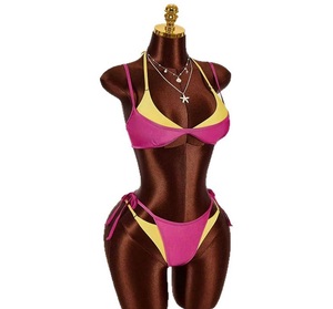 PEEQI L9733 Set Bikini Estivo Sexy da <span class=keywords><strong>Donna</strong></span> all'Ingrosso, Costumi da Bagno per Vacanze al Mare, Top Halter Senza Maniche e Pantaloncini per Donne - Product Image 4