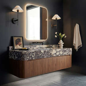 Lavabi a colonna e mobili da bagno in marmo bianco Calacatta Viola Tostone Modern per case e ville di lusso - Product Image 6