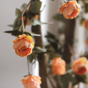 Artificial Peony Vine With Green <b>Leaves</b> Autumn <b>Decor</b> For Home <b>Wall</b> Hanging Living Room Decoration Silk Flower Bouquet - Product Image 3