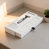 Boîtes à rasoir rigides écologiques de style tiroir en papier gris avec carton recyclé, pelliculage mat et gaufrage