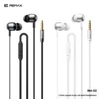 Écouteurs filaires intra-auriculaires Remax avec contrôle Type-C, prise jack 3,5 mm, câble de 120 cm, transducteur dynamique et microphone