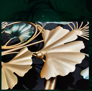 นาฬิกาแขวนผนังโลหะรูปพระจันทร์ทองเหลืองทรงใบไม้ขนาดใหญ่ปิดเสียงด้วยการตกแต่งหลากสีสำหรับงานแต่งงานตกแต่งบ้าน - Product Image 5