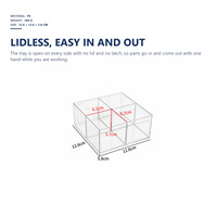 Kit de tri de perles et composants de bijoux DIY, plateau PS sans couvercle avec 4 sections carrées 12,6x12,6x5,8 cm, idéal pour atelier et studio
